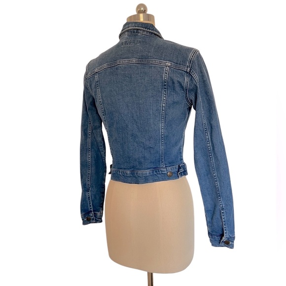 Boden Cotton Crop Blue Jean Denim Jacket Boho Y2K style 4 S - Picture 2 of 9